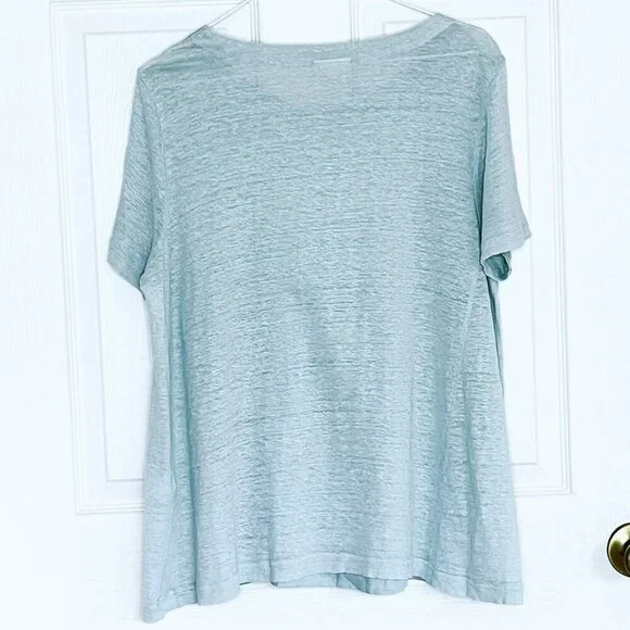 J Jill Love Linen Top sz M Oversized Sustainable Lagom Popover Beachy Minimalist - Picture 3 of 7